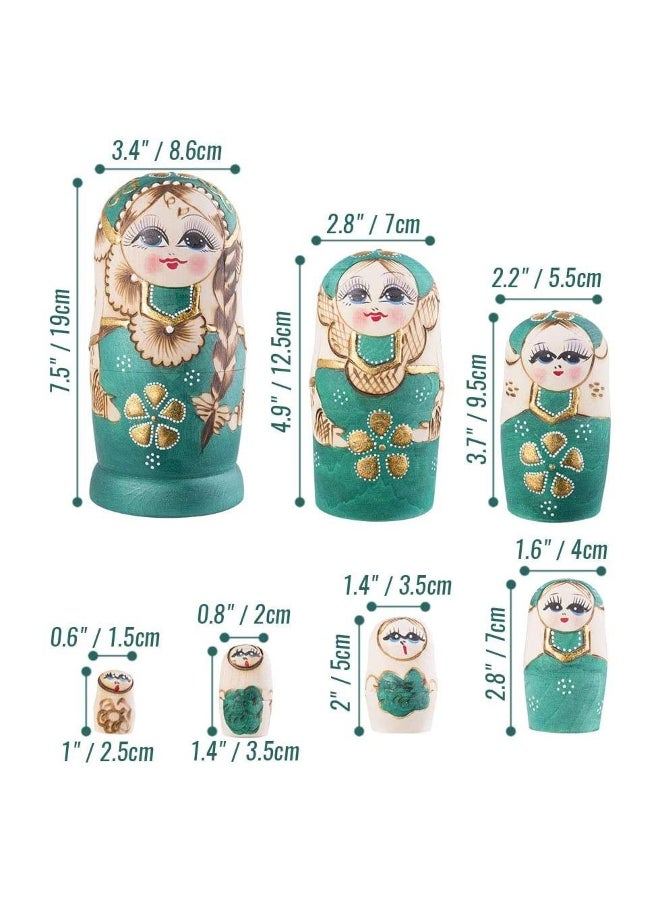 Nesting Dolls Matryoshka Wooden Stacking Nested Set 7 Pcs Handmade Toys for Kids Children  Mother's Day Birthday Home Room Decoration - Image 2